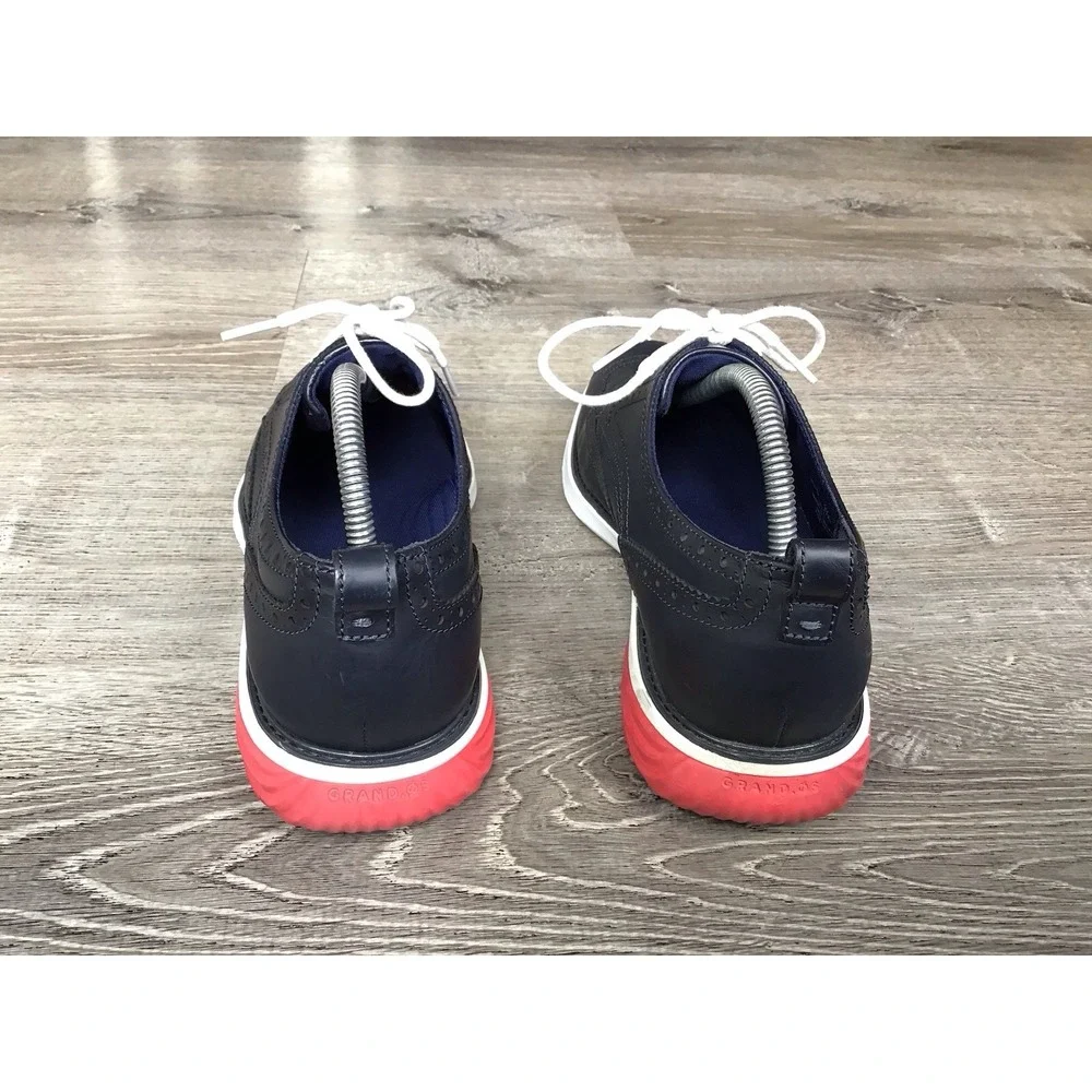 Cole Haan Men's Size 9.5 M Navy Wingtip Oxford Dress Shoes Red Sole C26318